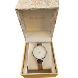 NIB Women's Charter Club Stainless Steel Mesh Bracelet Watch 30mm